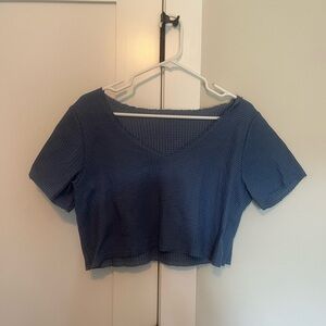SHEIN Blue Textured Crop Top